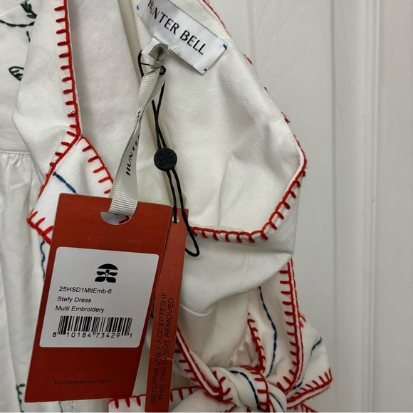 Hunter Bell Midi Dress Stefy Embroidered White Cotton Floral NWT 6 - Picture 13 of 14